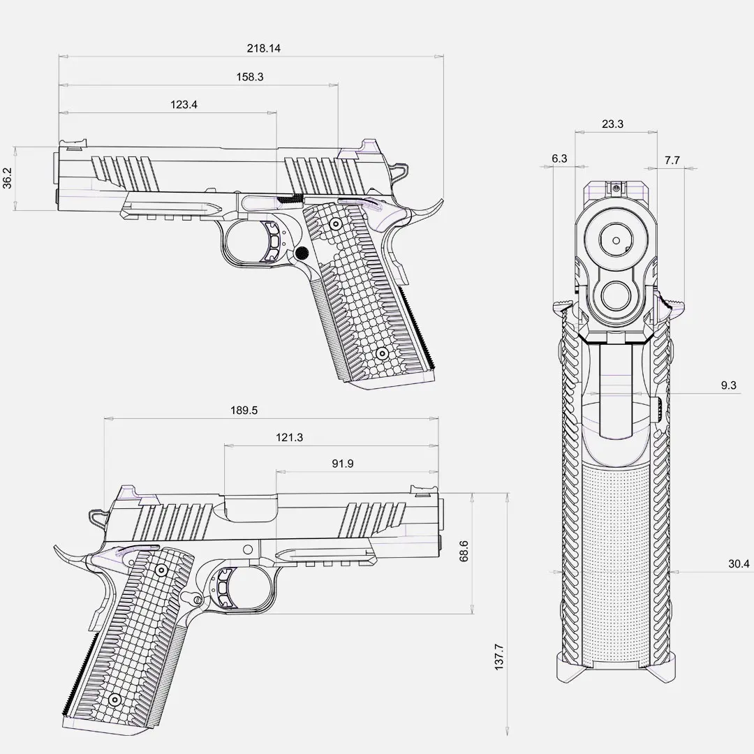 BUL 1911 EDC 5", Stainless Steel kal. 9 x 19